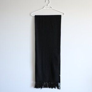 Unbranded Women's Black Wool Blend Wrap Fringe Scarf | 69"